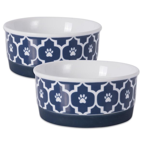 Mansbestfriend 4.25 x 2 in. Lattice Pet Bowl, Nautical Blue - Small - Set of 2 MA2567753